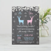 Winter Deer Gender Reopenbaarmakingsuitnodiging Kaart (Staand voorkant)