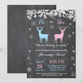 Winter Deer Gender Reopenbaarmakingsuitnodiging Kaart (Voorkant / Achterkant)