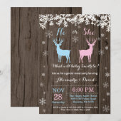 Winter Deer Gender Reopenbaarmakingsuitnodiging Kaart (Voorkant / Achterkant)