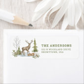 Winter Deer in de sneeuw | Adres Etiket (Insitu)