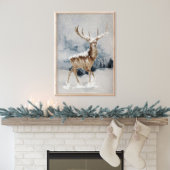 Winter Deer in sneeuw Poster