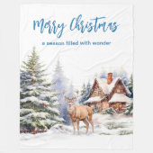 Winter Deer in Snowy Forest Christmas  Fleece Deken (Voorkant)