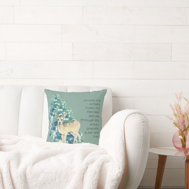 Winter Deer in the Snow – Wildlife Art Home Decor Kussen (Bank)