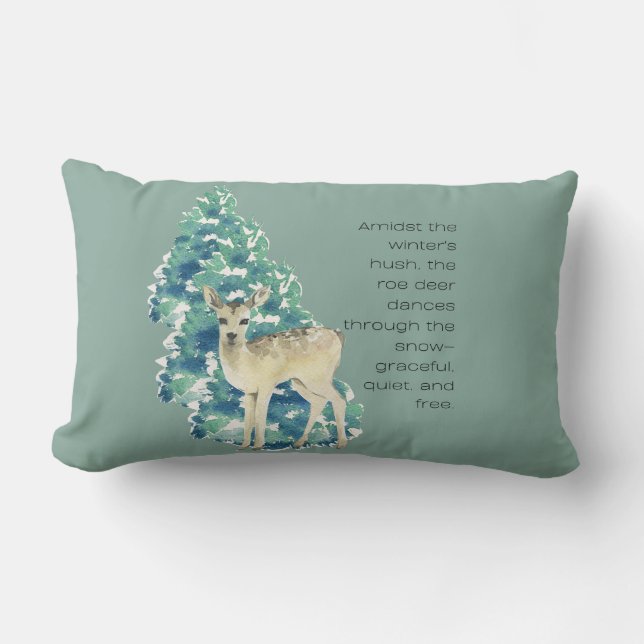 Winter Deer in the Snow – Wildlife Art Home Decor Kussen (Voorkant)