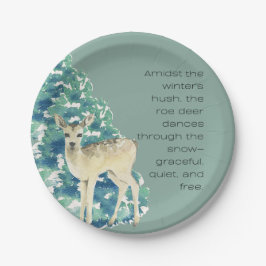 Winter Deer in the Snow – Wildlife Art Home Decor Papieren Bordje