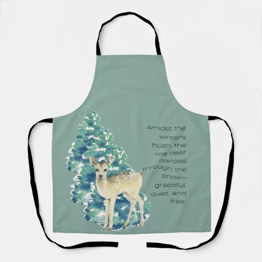 Winter Deer in the Snow – Wildlife Art Home Decor Schort (Voorkant)