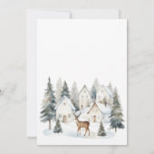Winter Deer in Village Watercolor Baby Shower Kaart (Achterkant)