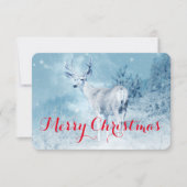 Winter Deer met Pine Trees Merry Kerstmis Kaart (Voorkant)