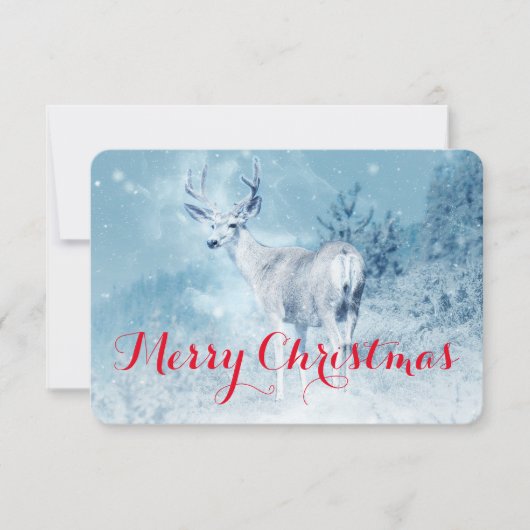 Winter Deer met Pine Trees Merry Kerstmis Kaart (Voorkant)