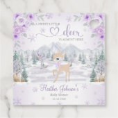 Winter Deer Paarse Sneeuwvlok Baby shower Bedankjes Labels (Achterkant)