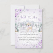 Winter Deer Paarse Sneeuwvlok Baby shower Bedankkaart (Voorkant)