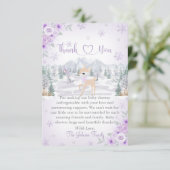 Winter Deer Paarse Sneeuwvlok Baby shower Bedankkaart (Staand voorkant)