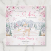 Winter Deer Pink Snowflake Baby shower Bedankjes Labels (Achterkant)