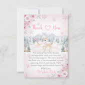 Winter Deer Pink Snowflake Baby shower Bedankkaart (Voorkant)