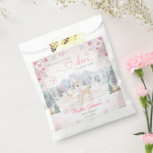 Winter Deer Pink Snowflake Baby shower Bedankzakje (Gezegeld)