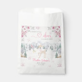 Winter Deer Pink Snowflake Baby shower Bedankzakje (Voorkant)