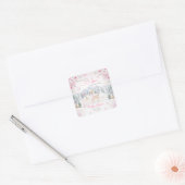 Winter Deer Pink Snowflake Baby shower Vierkante Sticker (Envelop)