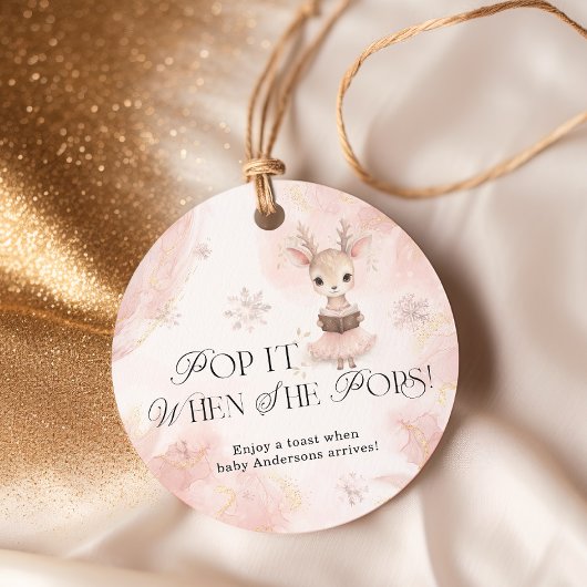 Winter Deer Pop het als ze Pop Baby shower Bedankjes Labels