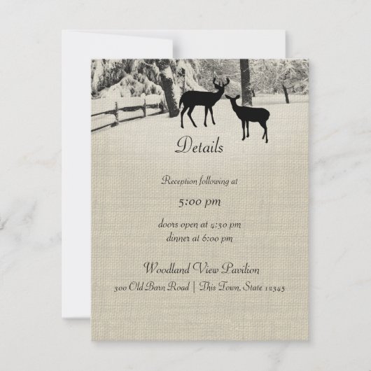 Winter Deer Receptie Informatie Kaart (Voorkant)