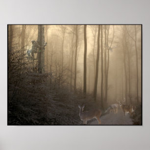 Winter Deer Scene Poster