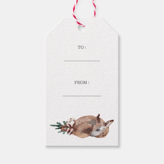 Winter Deer Simple Holiday Cadeaulabel (Voorkant)