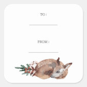 Winter Deer Simple Holiday Vierkante Sticker (Voorkant)