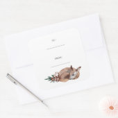 Winter Deer Simple Holiday Vierkante Sticker (Envelop)