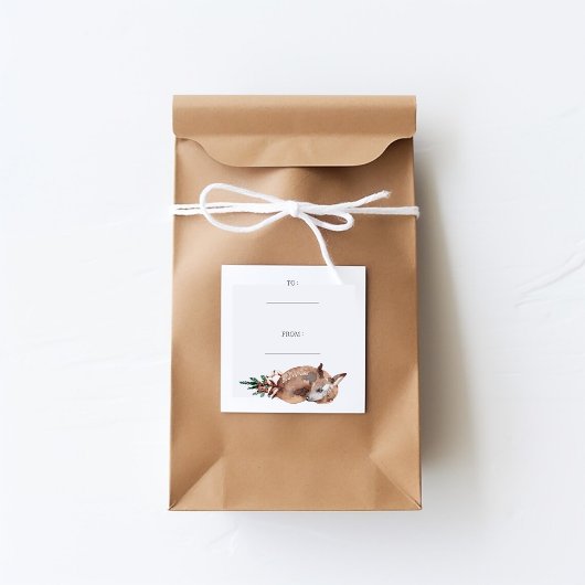 Winter Deer Simple Holiday Vierkante Sticker