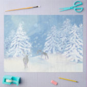 Winter Deer Snow Falling kerstboom Blue White Tissuepapier (Craft)