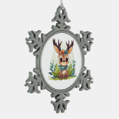 Winter Deer Tin Sneeuwvlok Ornament (Links)