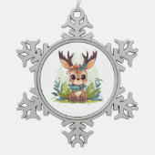 Winter Deer Tin Sneeuwvlok Ornament (Voorkant)