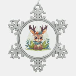 Winter Deer Tin Sneeuwvlok Ornament