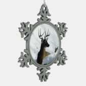 Winter Deer Tin Sneeuwvlok Ornament (Links)