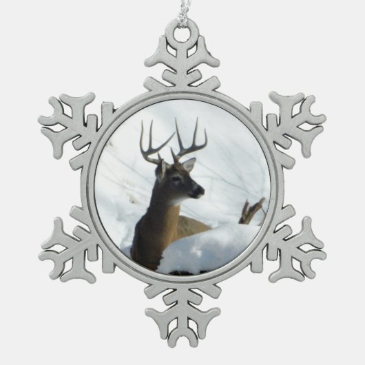 Winter Deer Tin Sneeuwvlok Ornament (Voorkant)