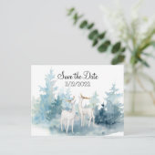 Winter Deer Waterverf Wedding Save the Date Briefkaart (Staand voorkant)