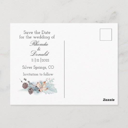 Winter Deer Waterverf Wedding Save the Date Briefkaart (Achterkant)