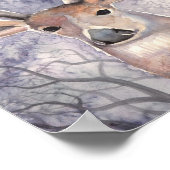 Winter Deer Wildlife Waterverf Art Poster (Hoek)