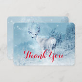 Winter Deer with Pine Trees Dank je Bedankkaart (Voorkant / Achterkant)