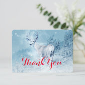 Winter Deer with Pine Trees Dank je Bedankkaart (Staand voorkant)