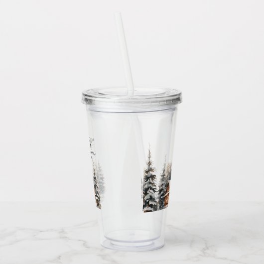 Winter Deer Woodland Baby zijn koude buiten Acryl Drinkbeker (Links)