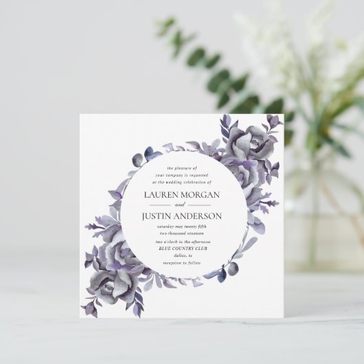 Winter Delicate Hydrangea Bloemen Bruiloft Kaart (Staand voorkant)