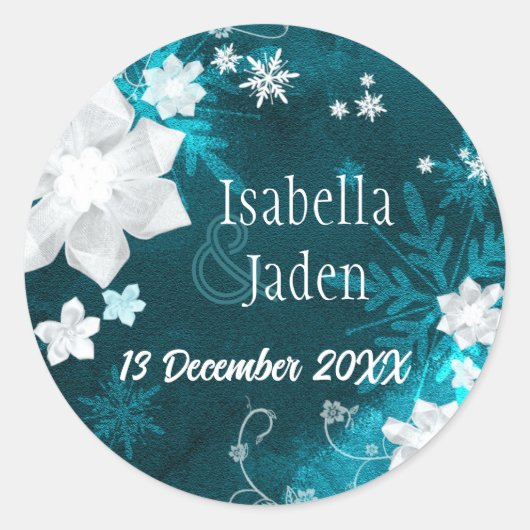 Winter Delight Floral Wedding Save the Date Ronde Sticker (Voorkant)
