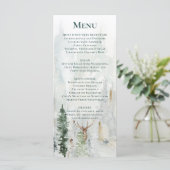 Winter dennen bomen sneeuw herten gewei bruiloft menu (Staand voorkant)