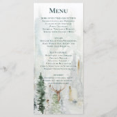 Winter dennen bomen sneeuw herten gewei bruiloft menu (Voorkant)