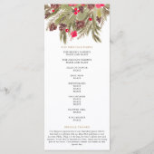 Winter dennen elegantie rood groen trouwprogramma programmakaart (Achterkant)