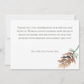 Winter dennen kegel bessen moderne bruiloft bedankkaart (Achterkant)