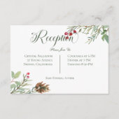 Winter dennenappel bessen moderne receptie bruilof informatiekaartje (Voorkant)