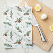 winter dennenappel keukendoek theedoek (Quarter Fold)