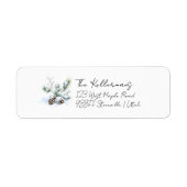 winter dennenappels watercolor script adres etiket (Voorkant)