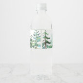 Winter Dennenbomen Baby Shower Waterfles Label Etiket (Achterkant)